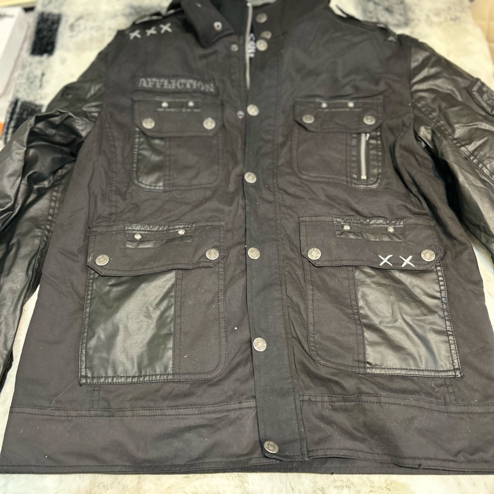 Affliction Men's Black Military Jacket